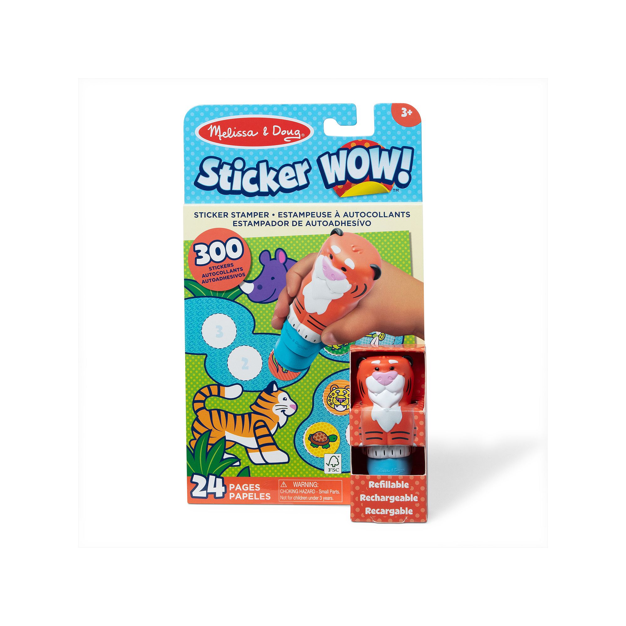 Melissa & Doug Sticker WOW! Activity Pad & Sticker Stamper – Tiger, Multi