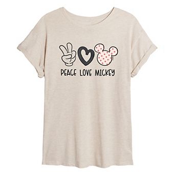 Disney's Mickey Mouse Juniors' Peace Love Oversized Tee