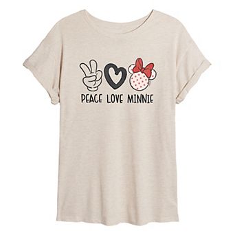 Disney's Minnie Mouse Juniors' Peace Love Oversized Tee