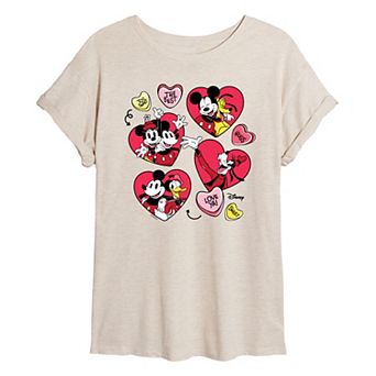 Disney's Mickey Mouse & Friends Juniors' Heart Oversized Tee