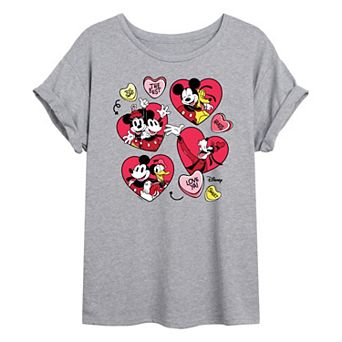 Disney's Mickey Mouse & Friends Juniors' Heart Oversized Tee