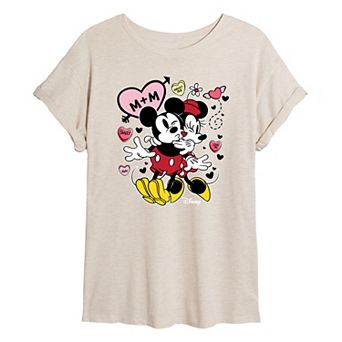 Disney's Mickey & Minnie Mouse Juniors' Heart Oversized Tee