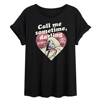 Disney's 101 Dalmations Cruella Juniors' Call Me Sometime Oversized Tee