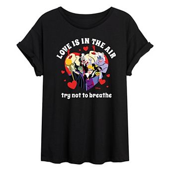 Disney Villain Cruella, Ursula, Maleficent & Evil Queen Juniors' Love Is In The Air Oversized Tee