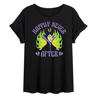 Disney's Sleeping Beauty Maleficent Juniors' Happily Never After Oversized Tee