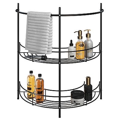 Lavish Home Compact Under Sink Rack Organizer with Storage Shelves and Towel Holder