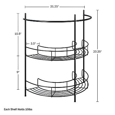 Lavish Home Compact Under Sink Rack Organizer with Storage Shelves and Towel Holder