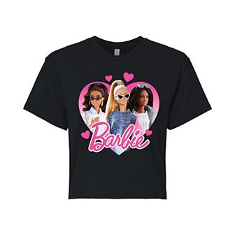 Juniors' Barbie® Hearts Cropped Tee