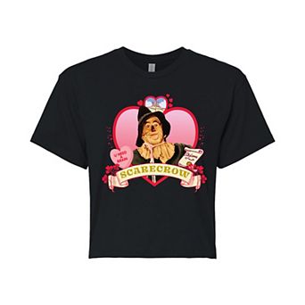 Juniors' The Wizard of Oz Scarecrow Heart Cropped Tee