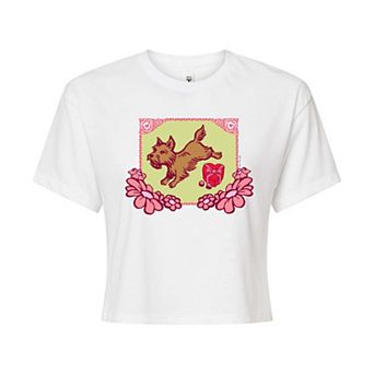 Juniors' The Wizard of Oz Toto Floral Cropped Tee