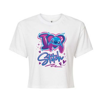 Disney's Lilo & Stitch Juniors' I Love Stitch Cropped Tee