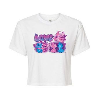 Disney's Lilo & Stitch Juniors' Love Cropped Tee