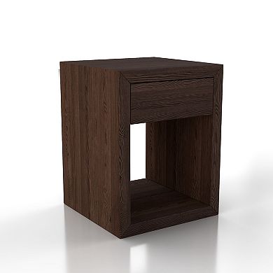 WOODEK Solid Wooden Nightstand with Shelf - Sturdy Side Table for Bed