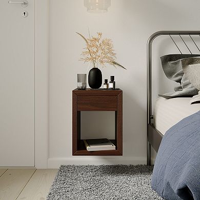 WOODEK Solid Wooden Nightstand with Shelf - Sturdy Side Table for Bed