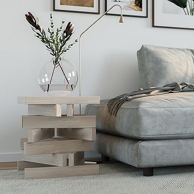 WOODEK Modern Hardwood Scandinavian Style Side Table
