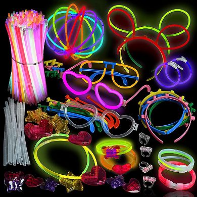 500 Glow Sticks Ultra Bright 8” Mixed Colors 200 Sticks And 300 Accessories
