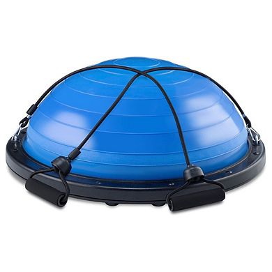 Balance Exercise Ball 20 Inch Diameter with Resistance Bands and Pump Gym Equipment Blue