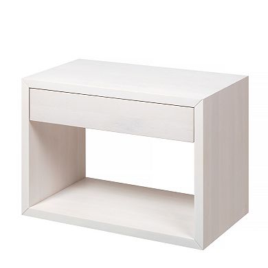 WOODEK Elegant Hardwood Nightstand - Classic Bedside Table with a Drawer and a Shelf