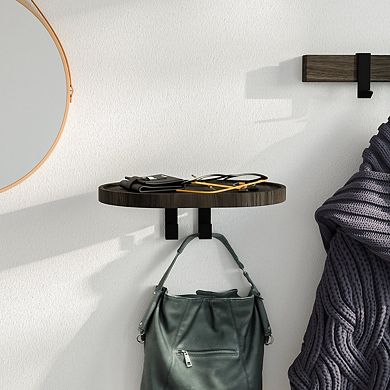 WOODEK Hardood Coat Rack with a Shelf and Two Hooks