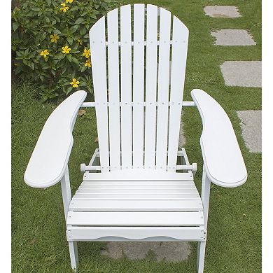 Northbeam Outdoor Acacia Foldable Wooden Deck Lounge Chair W/ Side Table, White