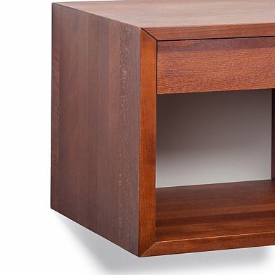 WOODEK Solid Wooden Nightstand with Shelf - Sturdy Side Table for Bed