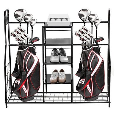 Golf Bag Organizer - Golf Equipment Organizer Holds up to Two Golf Bags