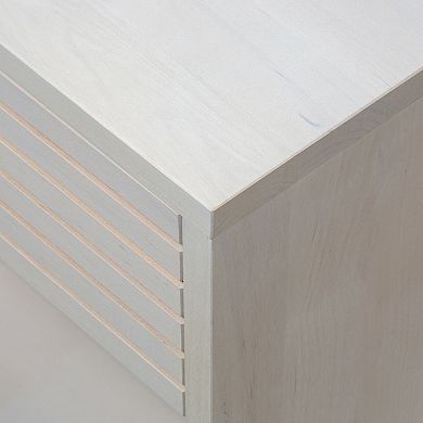 WOODEK Contemporary Hardwood Nightstand - Minimalistic Bedside Table with a Drawer and a Shelf