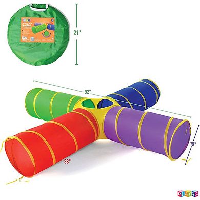 4-Way Play Tunnel  -  Kids Pop Up Foldable Play Tent Tunnel with Carrying Bag