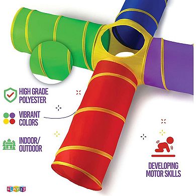 4-Way Play Tunnel - Kids Pop Up Foldable Play Tent Tunnel with Carrying Bag