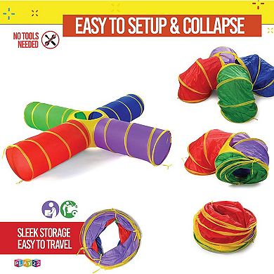 4-Way Play Tunnel - Kids Pop Up Foldable Play Tent Tunnel with Carrying Bag
