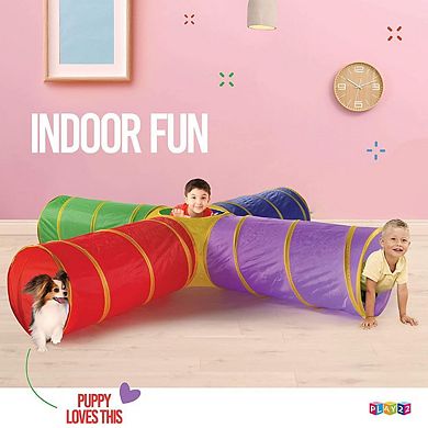 4-Way Play Tunnel  -  Kids Pop Up Foldable Play Tent Tunnel with Carrying Bag
