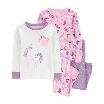 Toddler Girl Carter's 4 pc Unicorn Snug Fit Pajama Tops & Pajama Pants Set