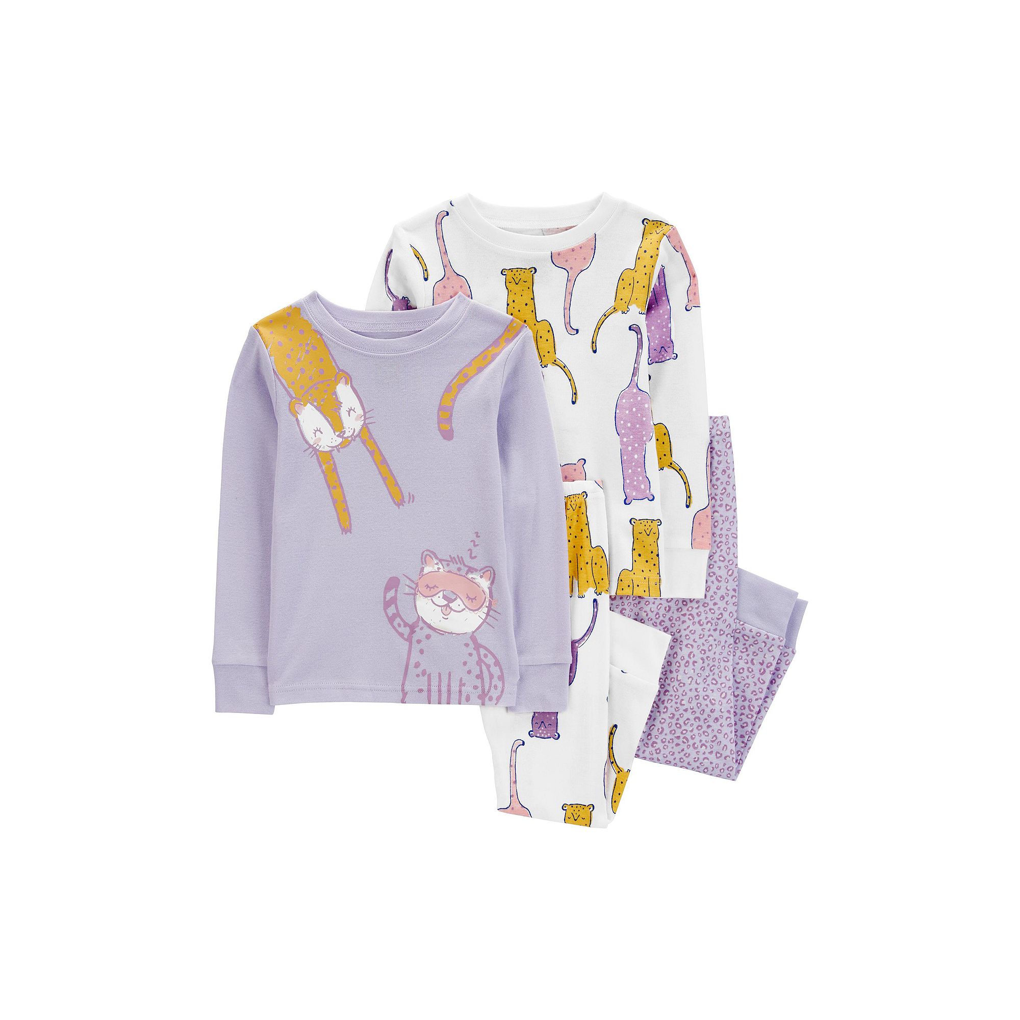 Baby & Toddler Girl Carters 4-pc. Cat Snug Fit Pajama Tops & Pajama Pants 