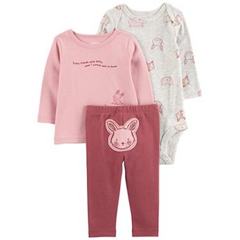 Baby Girl Carter's 3 pc Forest Friends Bodysuit, Pocket Tee, & Pants Set
