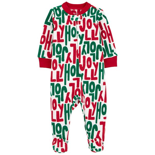 Baby Carter's Holly Jolly Zip-Up Fleece Sleep Play