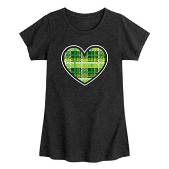 Girls 7-16 Kilt Pattern Heart Graphic Tee