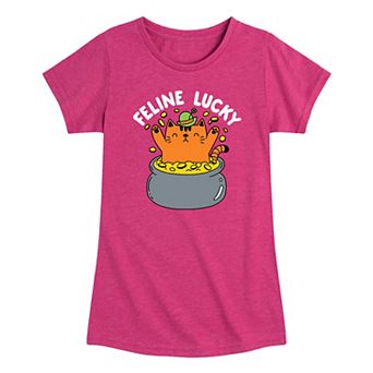 Girls 7-16 Feline Lucky Graphic Tee
