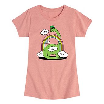 Girls 7-16 Dino Eating Rainbow Graphic Tee
