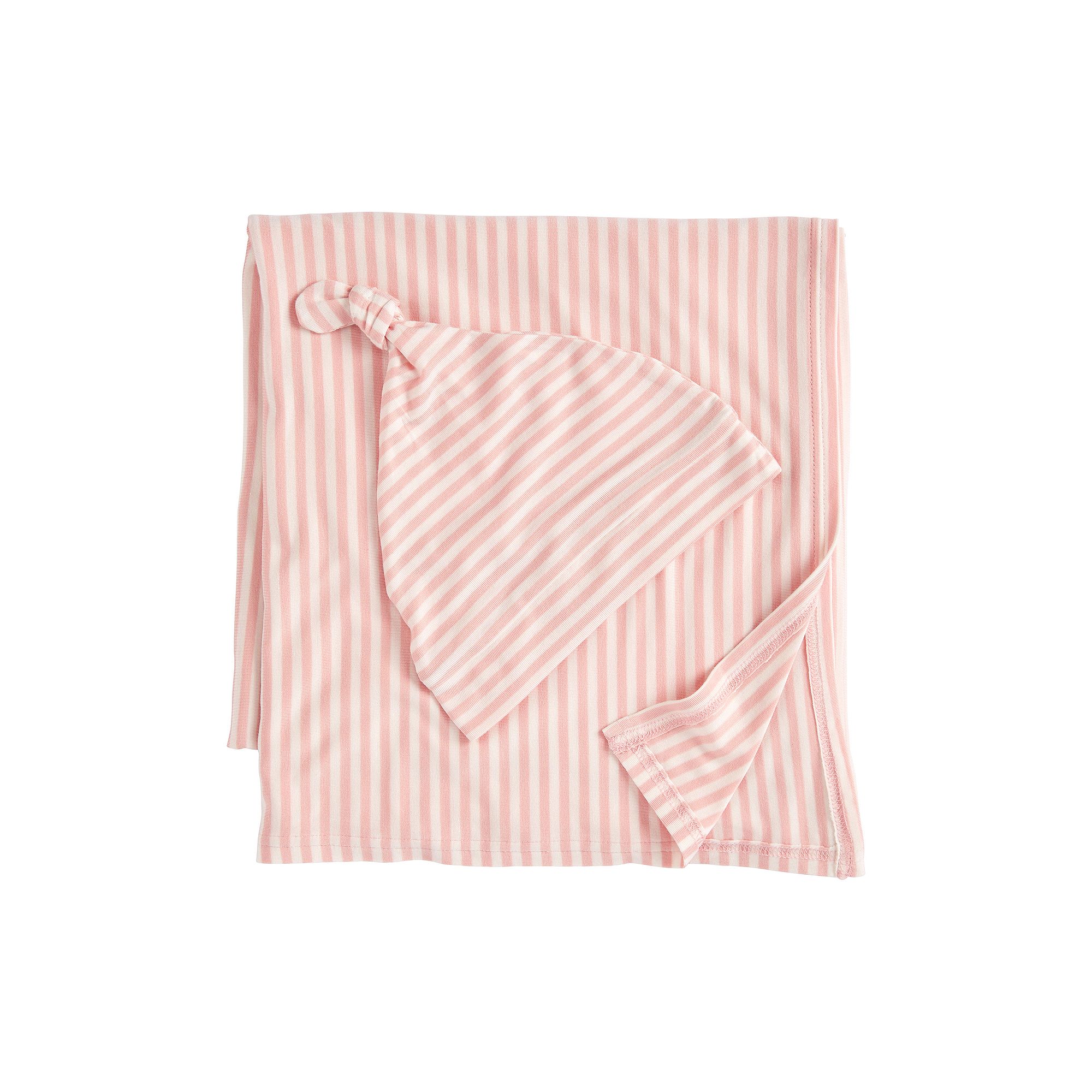 Baby Carters 2-Piece Striped Swaddle Cap and Blanket Set, Pink