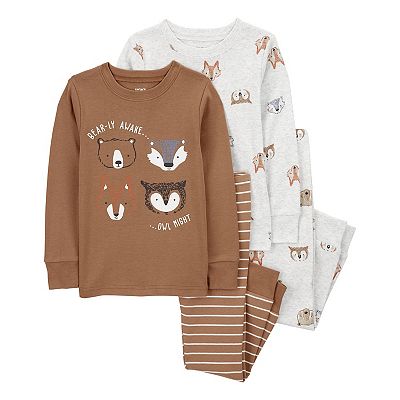 Carter s Toddler Boys 4 Piece Woodland Creatures Pajamas 2T Brown