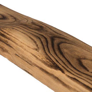 Carved Wood Natural Log Accent Bench for Entryway, Indoor and Outdoor