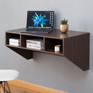 Wall Mounted Office Computer Desk With Three Compartments