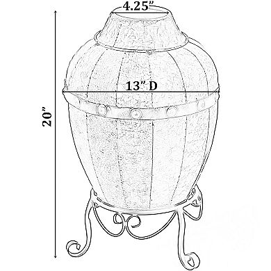 Rustic Silver Galvanized Barrel Shape Planter and Vase with Metal Stand