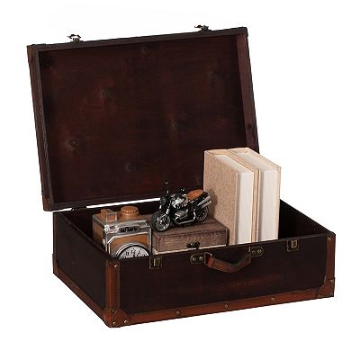 Vintiquewise Vintage-Style Decorative Wooden Display Suitcase Box Antique-Inspired Design