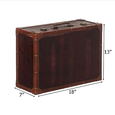 Vintiquewise Vintage-Style Decorative Wooden Display Suitcase Box Antique-Inspired Design