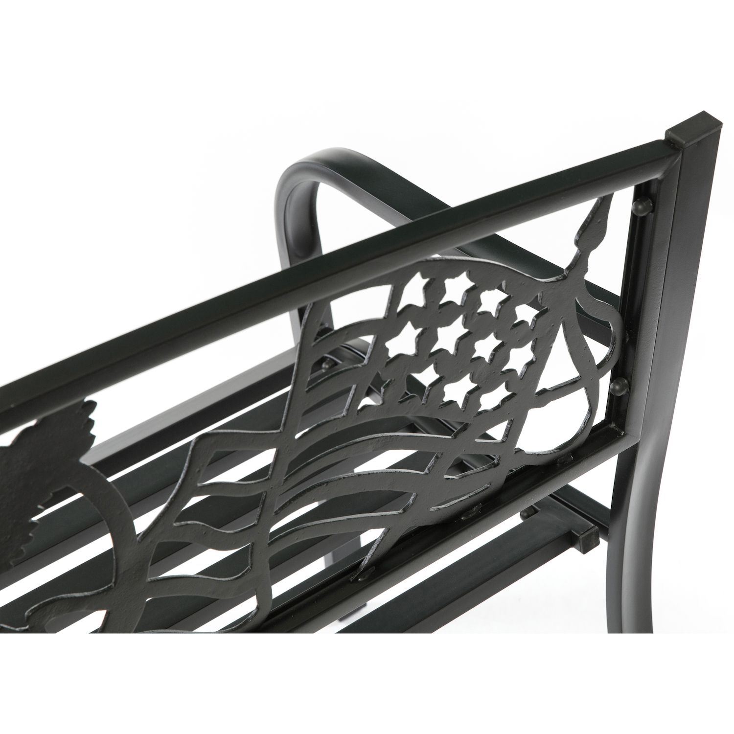 Close-up of decorative backrest pattern with stars and stripes