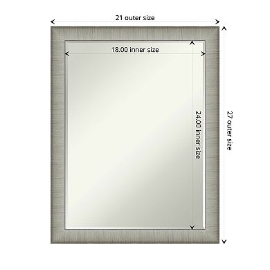 Elegant Brushed Narrow Petite Bevel Bathroom Wall Mirror