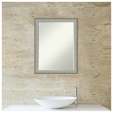 Elegant Brushed Narrow Petite Bevel Bathroom Wall Mirror