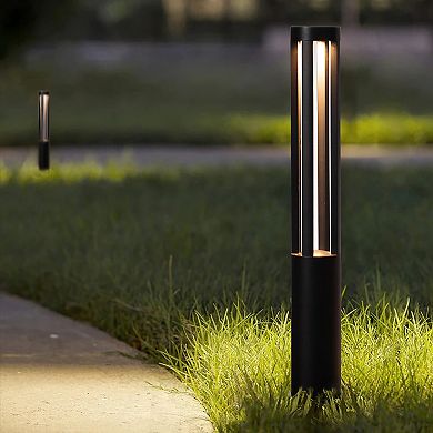 Round LED Garden Aluminum Light, Decorative Outdoor Bollard Light for Garden, Pathway, and Driveway