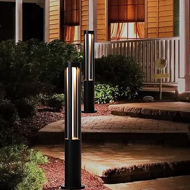 Round LED Garden Aluminum Light, Decorative Outdoor Bollard Light for Garden, Pathway, and Driveway